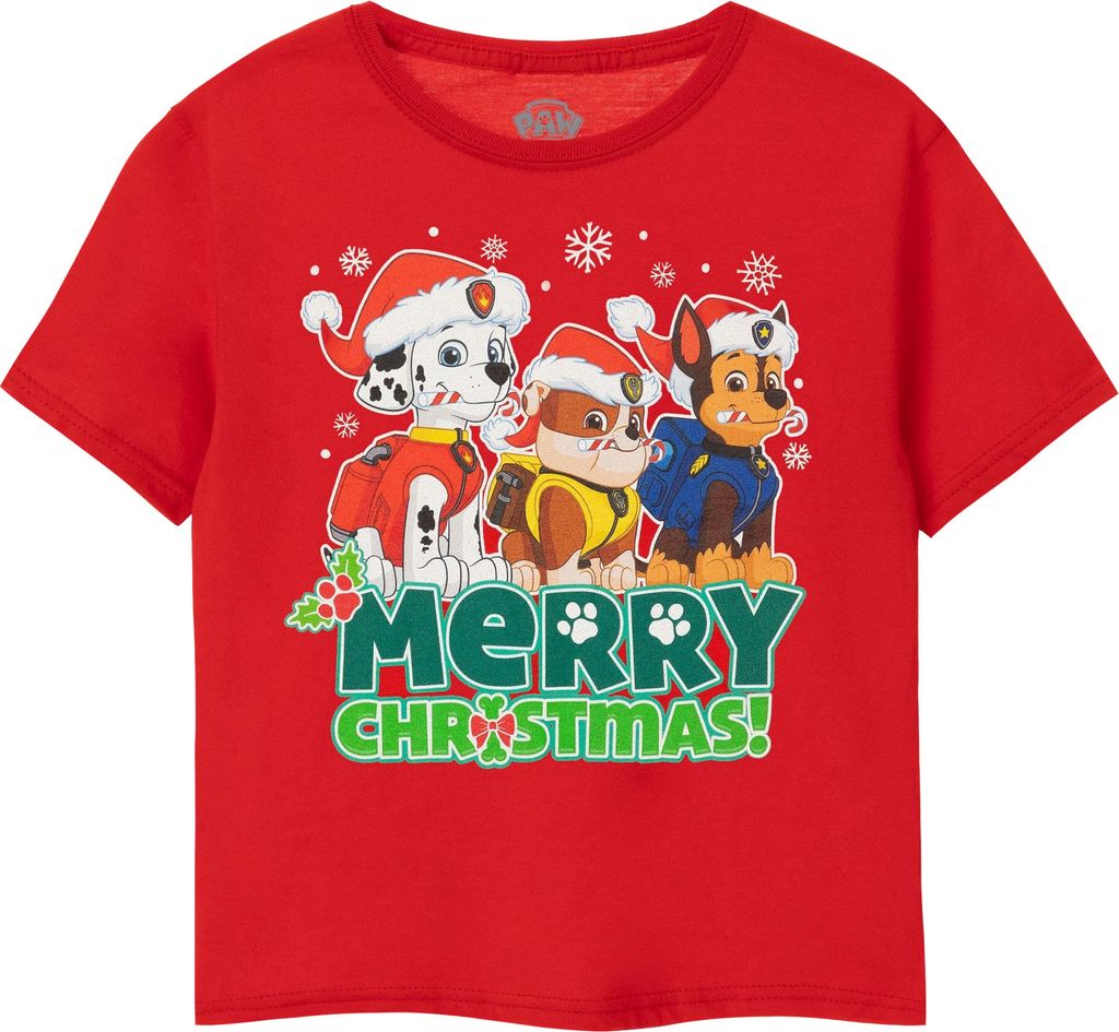 Paw Patrol - "Merry Christmas" T-Shirt für Jungen NS7783 (128) (Rot)