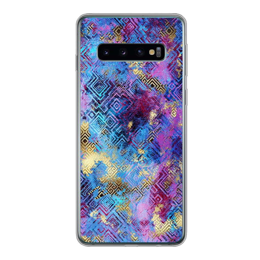 MuchoWow Handyhülle Schutzhülle Hülle für Samsung Galaxy S10 Marmor - Farbe - Geometrische Formen Silikon Softcase Handy Hülle - Handytasche