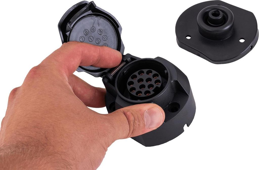 13-POLIGE UNITRAILER-Steckdose für Anhängerkupplung mit Gummiabdeckung