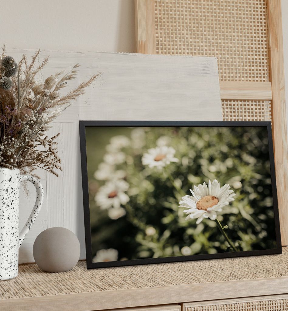 Poster Blüten weiß, groesse_poster:30x40 cm, groesse_rahmen:birke 30x40 cm