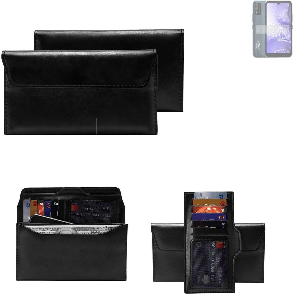 K-S-Trade Handy Hülle kompatibel mit Tecno Pop 5S Schutz Hülle Tasche Schutz Case Handytasche Kunstleder schwarz, 1x