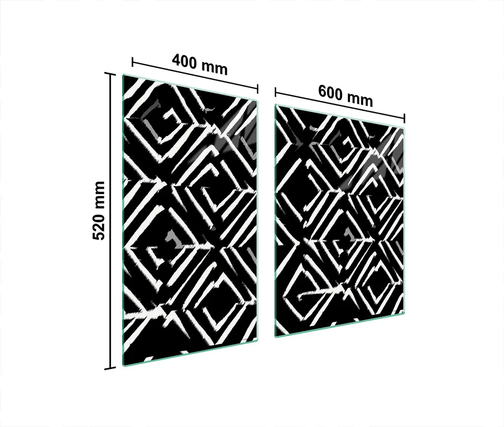 Offerta Coprifornelli 2 Pezzi 100x52 Vetro Temperato Nero - Tagliere Cucina