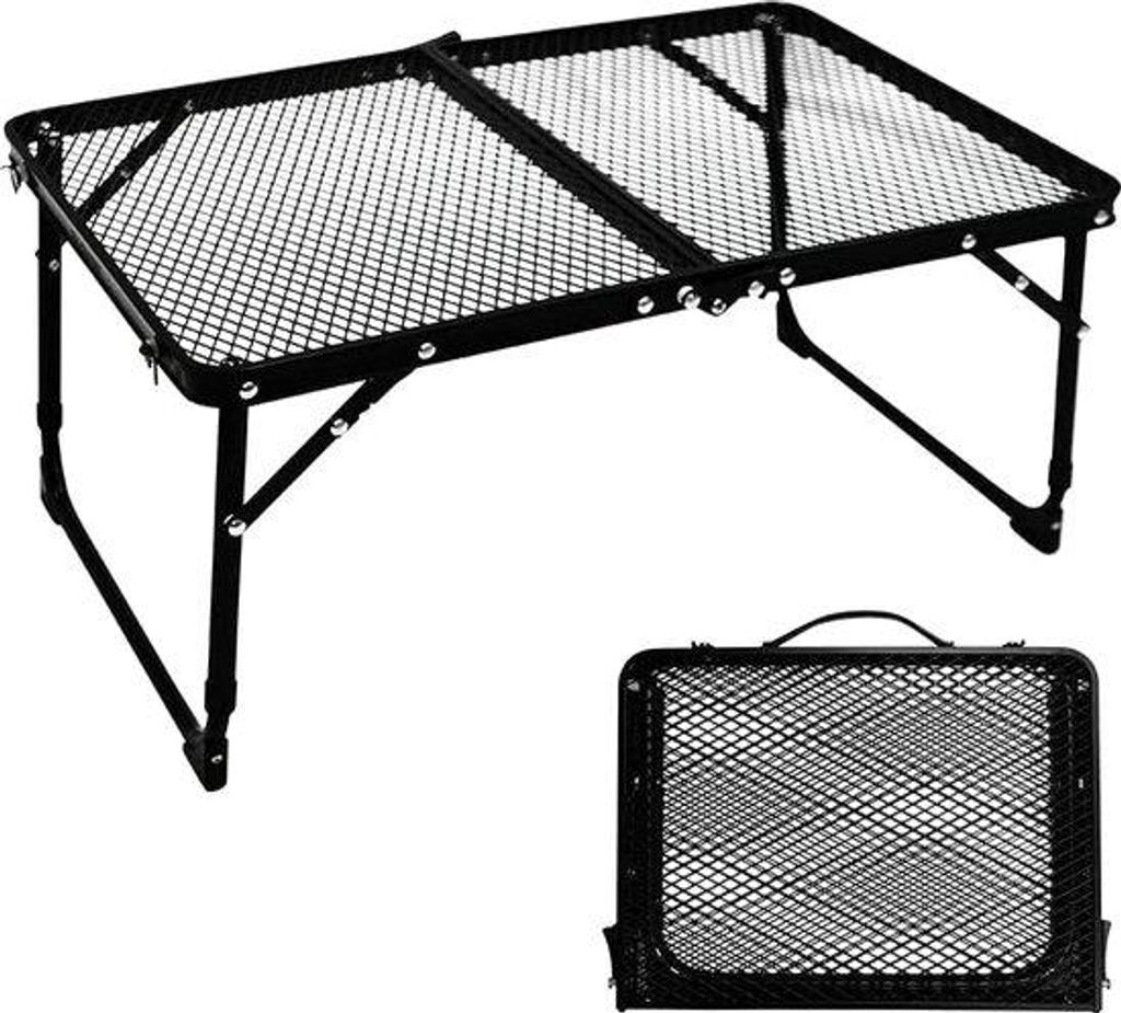 Kleine, opvouwbare Campingtafel mit hitzebeständigem Tischblatt - Höhenverstellbar - Ideal für Picknick, Camping, Angeln, Grillen und Garten
