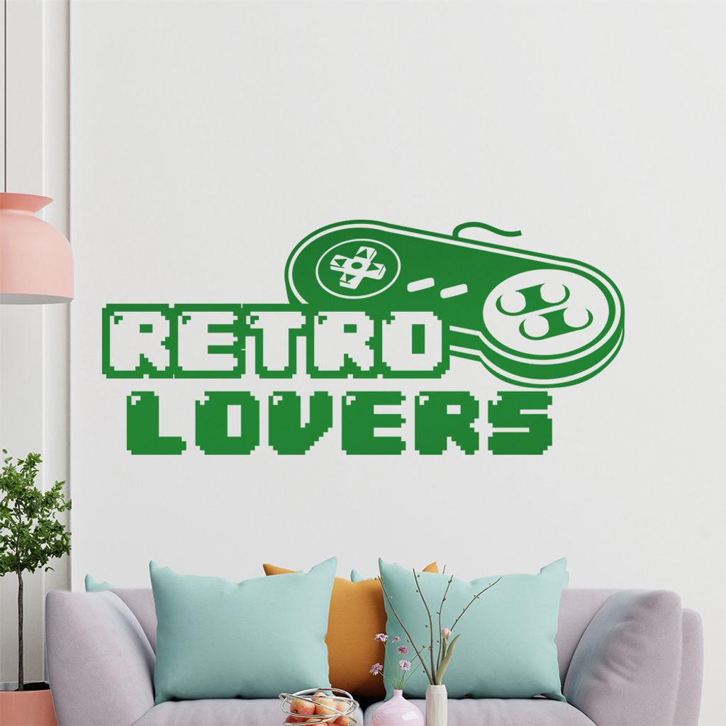 KIWISTAR Retro Lovers Controller - Vintage Oldschool Pixel Game Kindheit Wandtattoo in 6 Größen - Wandaufkleber Wall Sticker - Dekoration, Küche...