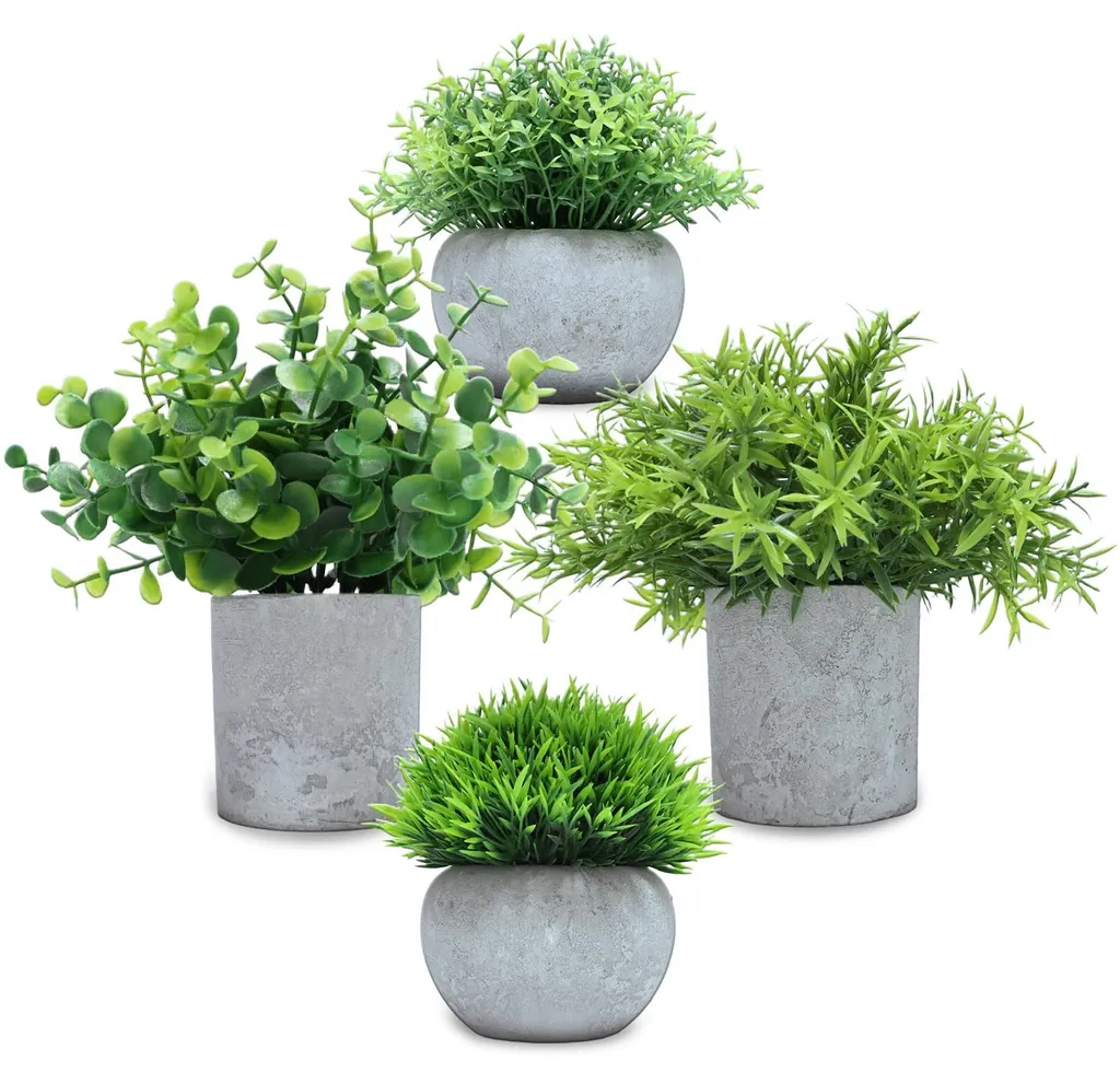 Plantes artificielles réalistes en set de 4 pour maison et balcon vert
