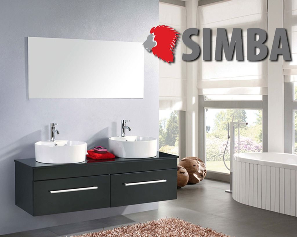 Badmöbel Badezimmermöbel Badezimmer Waschbecken Waschtisch Schrank Spiegel Set Wasserhähne enthalten 150 cm mod. Cardellino