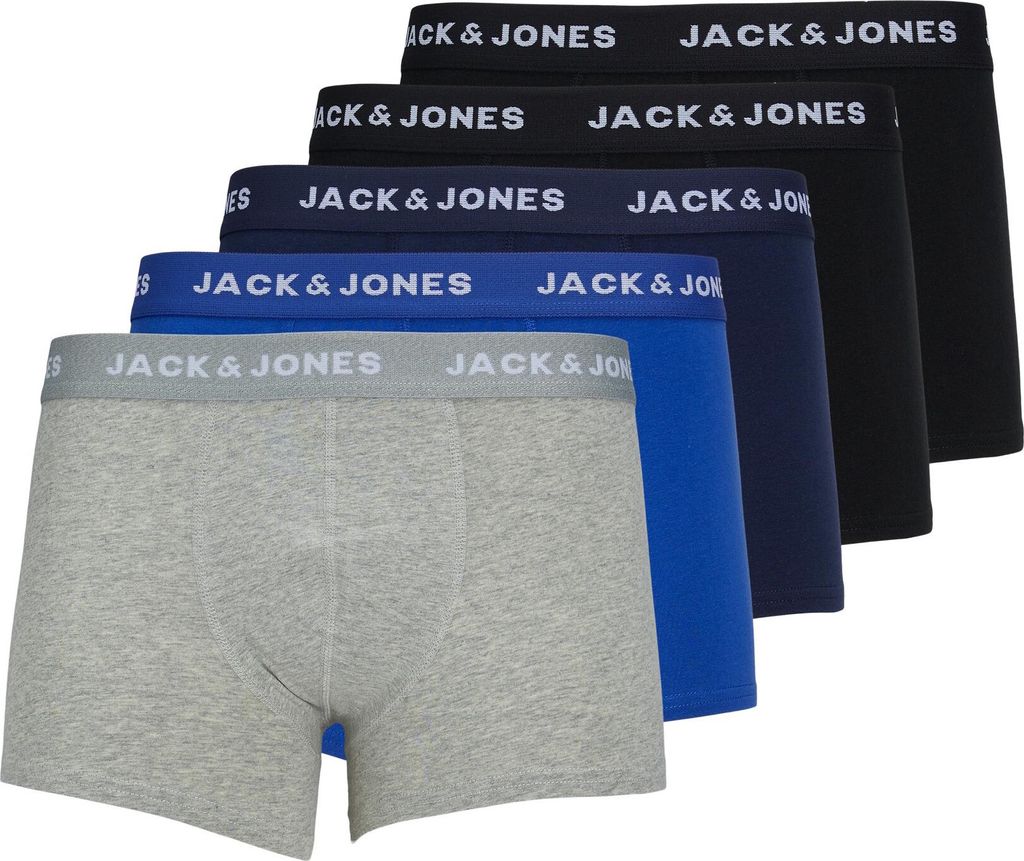 Jack & Jones Trunk Boxershorts BASIC PLAIN im 5 Pack mit elastischem Bund und Logoprint
