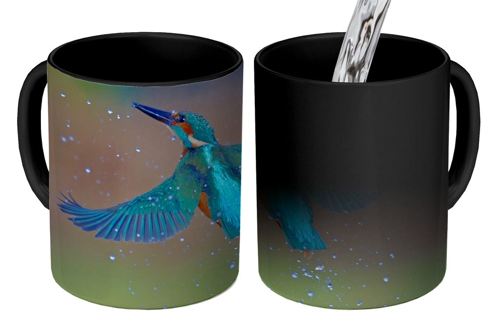 KitchenYeah Zauber Tasse Zaubertasse Magic Eisvogel - Fliegen - Blau 350 ml Farbwechsel Becher Geschenk Geschenkidee - Magic-Tasse - Fototasse - ...