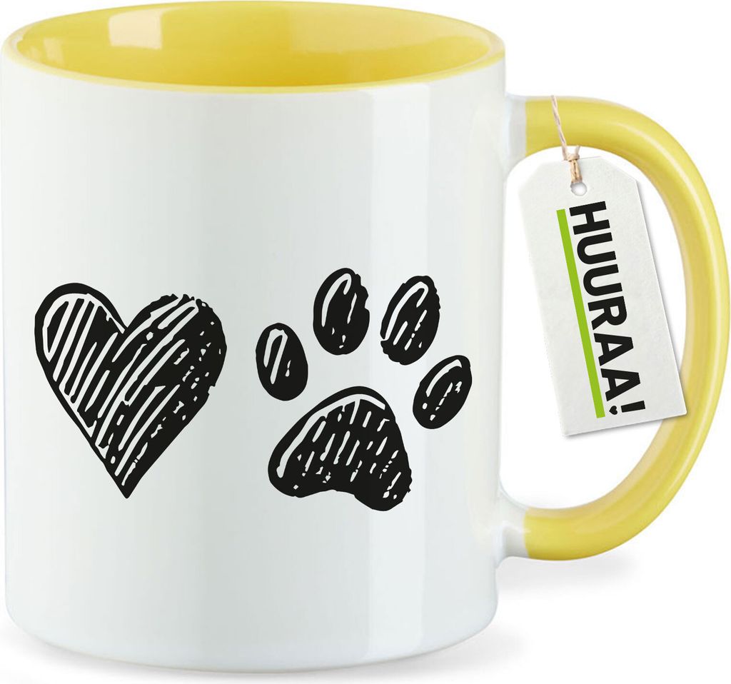 Huuraa Kaffeetasse Herz Tapse 330ml Gelb Keramik Kaffeebecher Geschenkidee