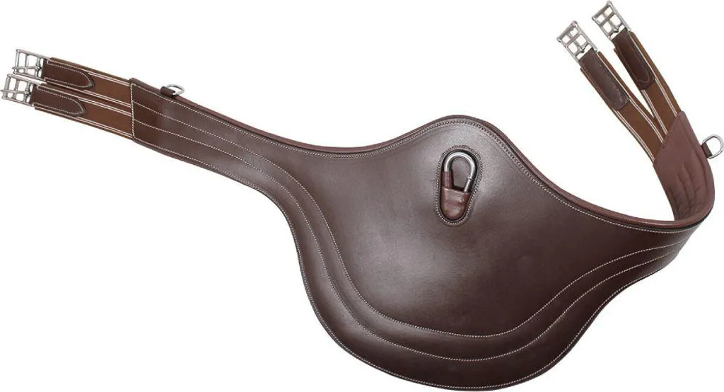 Sangle à crampons marron coutures luxe 135 cm avec protection ventrale