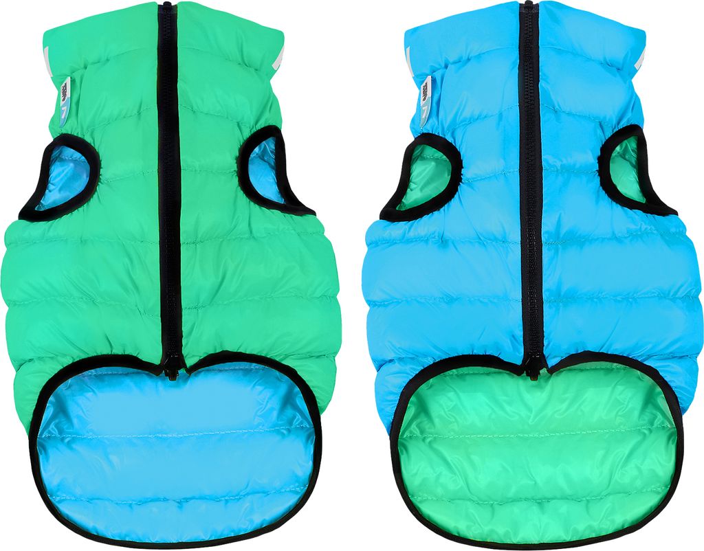 AirVest Reversible Hundekleidung, Reflektierende, Hundejacke, Wasserdicht, Windichte, +Praktische Tasche, Koralle + Grau, Größe S: 35x37x46 cm