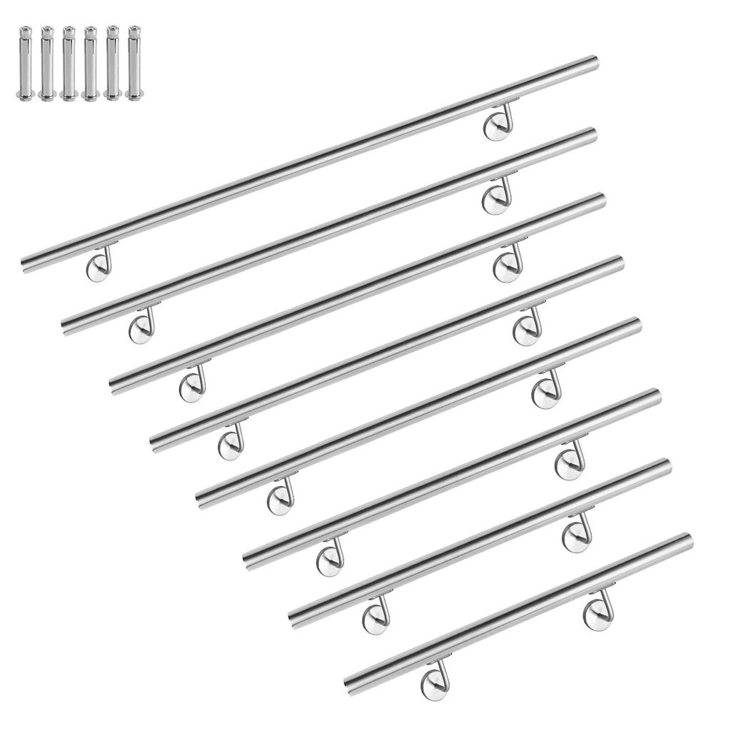 YUENFONG Handlauf Geländer Edelstahl Treppengeländer mit Metalldübeln Wandhandlauf Wandhalter für Handlauf Aussen, Balkon, Brüstung (120cm)