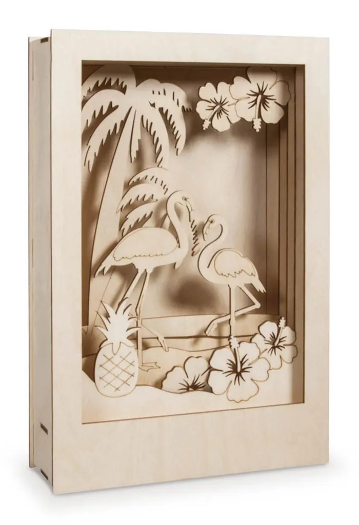 Maquette bois Flamant rose 3D Jeu de construction Naturel 10 pièces