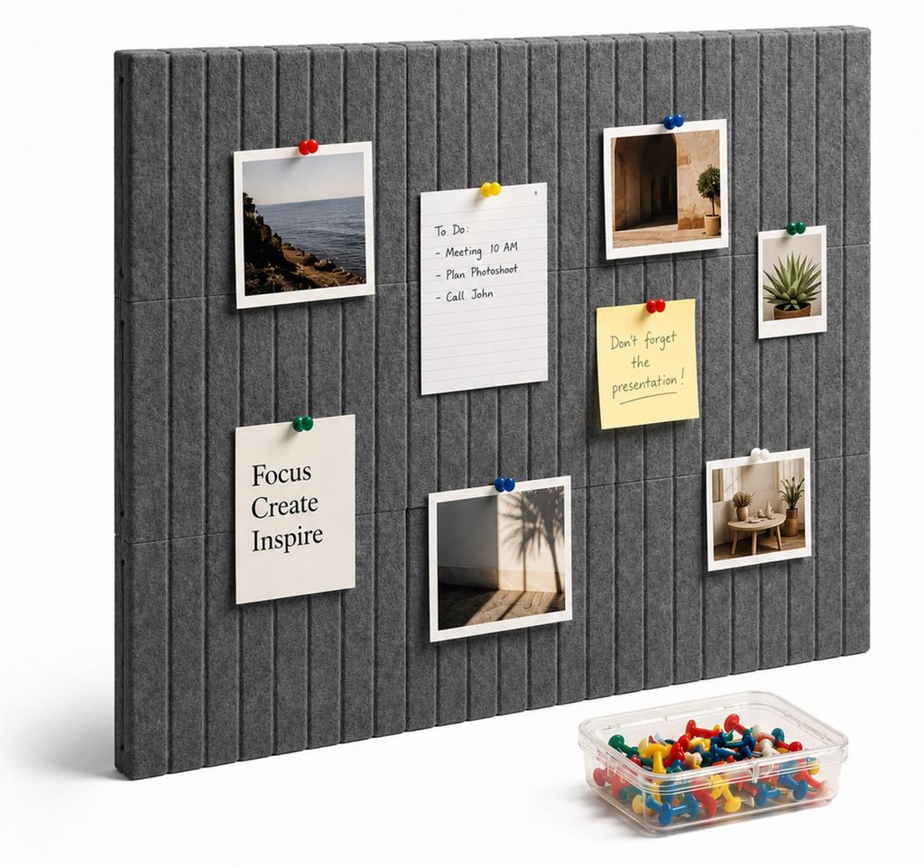 Relaxdays Filzpinnwand 9er Set, selbstklebende Rechtecke, Produktbild 