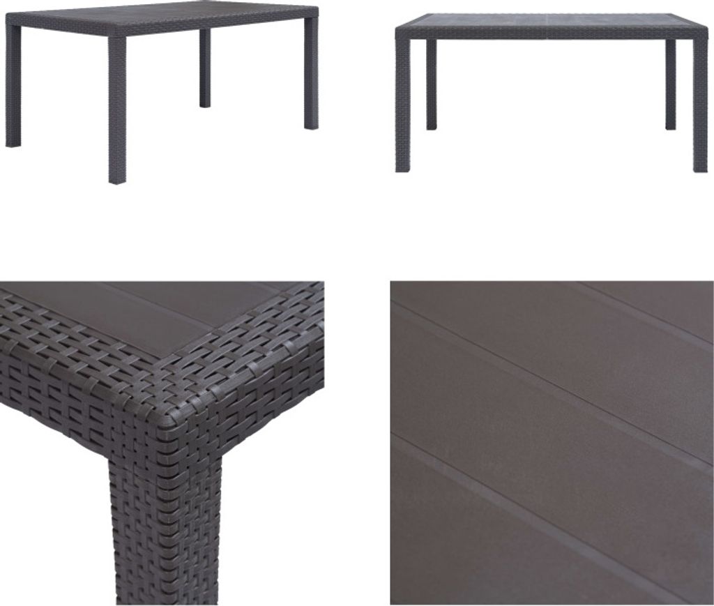 vidaXL Gartentisch Braun 150 x 90 x 72 cm Kunststoff Rattan Optik - Gartentisch - Gartentische - Outdoor Tisch - Outdoor Tische