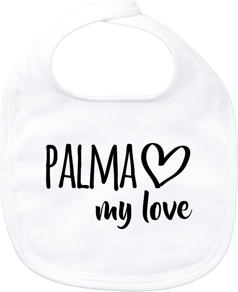 Huuraa Baby Lätzchen Palma my love White Klettverschluss Baumwolle Latz Geschenkidee
