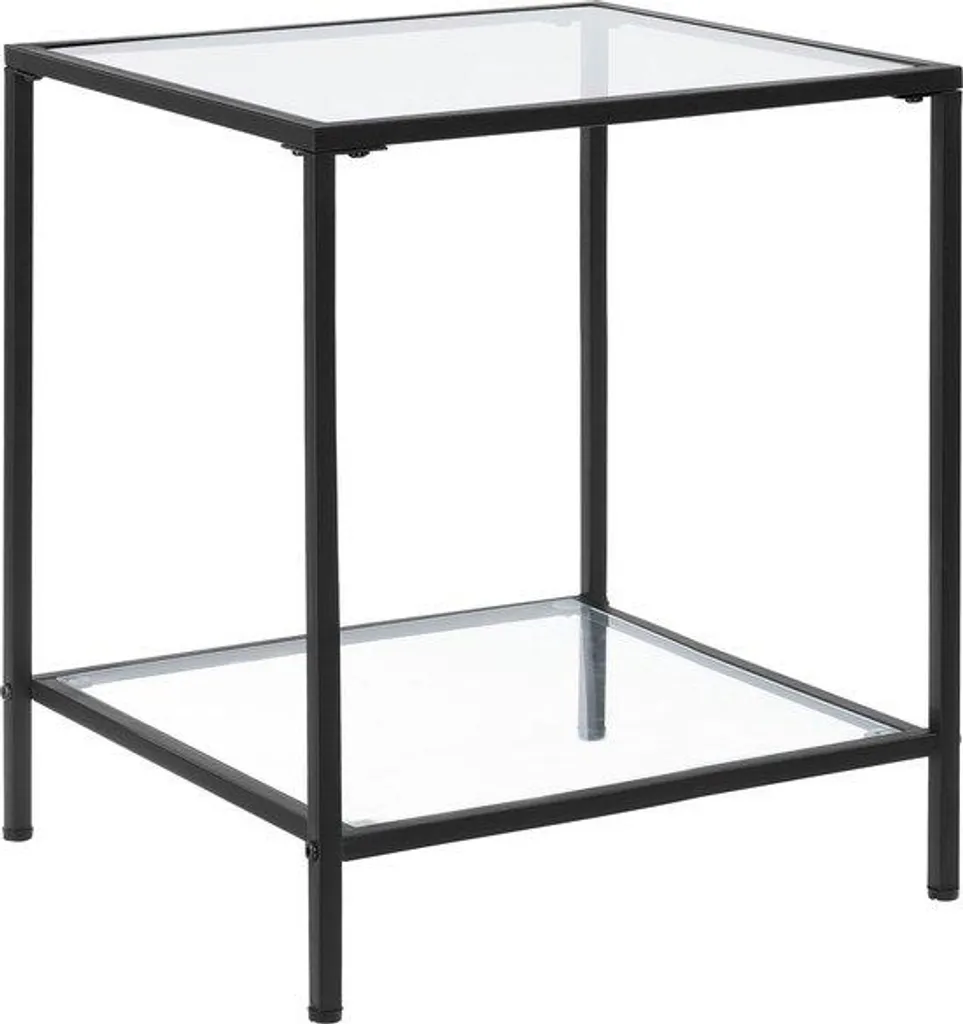 Petite table d'appoint gain de place robuste noire bois et verre 55cm