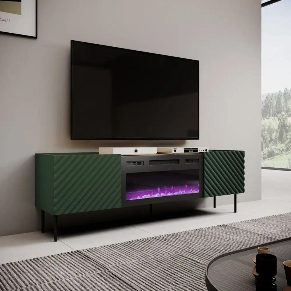 Cama RTV skrinka s elektrickým krbom ONDA 180,5x40xH58,39 Obrázok produktu 