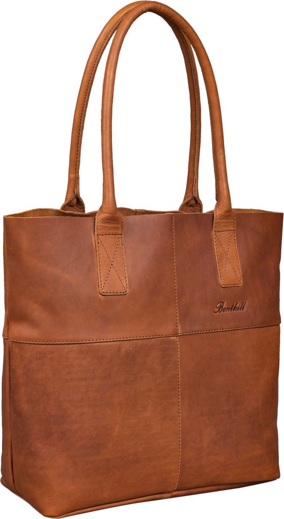Benthill Damen Shopper Leder - Bag Beutel aus echtem Rindsleder - Große Vintage Umhängetasche - Schulterbeutel / Schultertasche - Weiche Handtasche