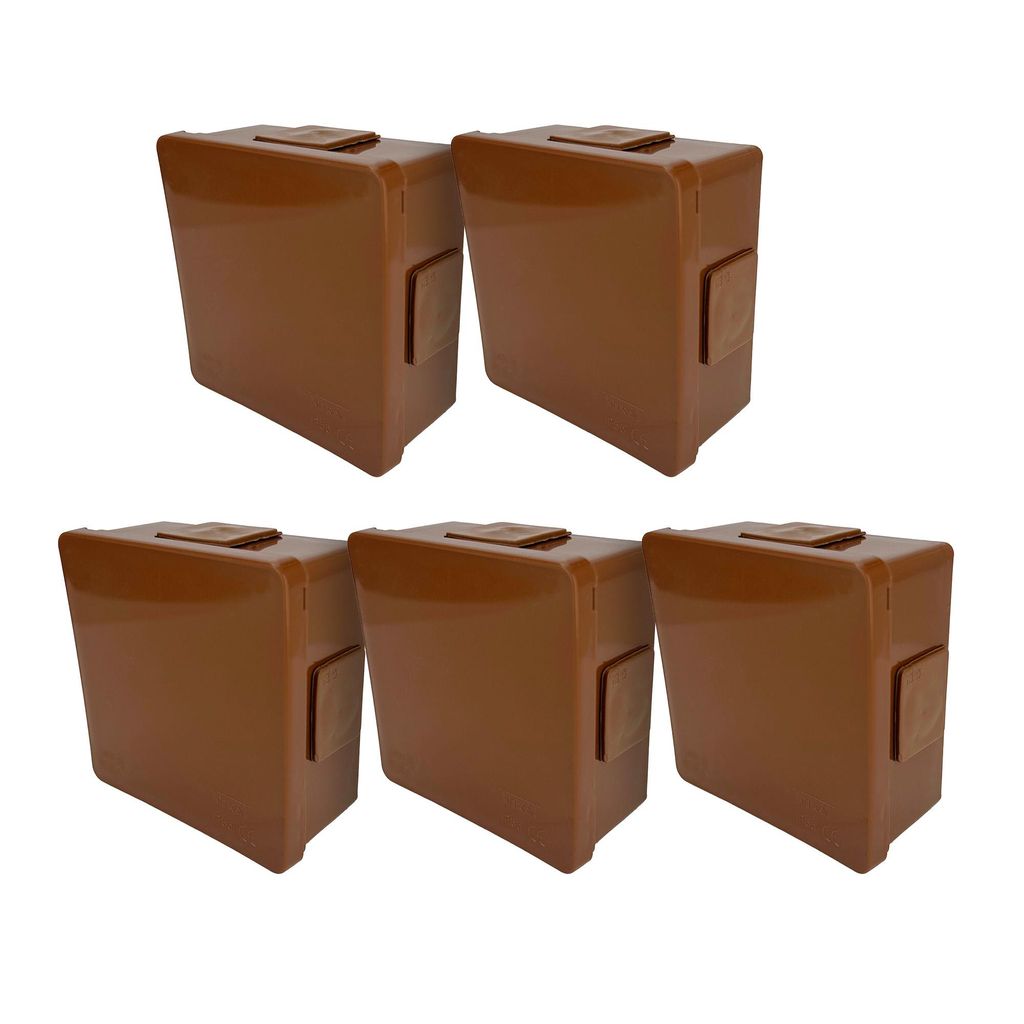 5x Aufputzdose 86x86x40mm IP55 4 Einführungen Klick-Gummidurchführungen braun VP-01 EDO777906 EDO Technic