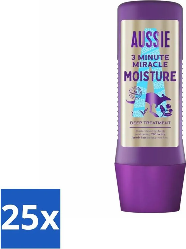 Aussie Maschera Vegana 3 Minute Miracle Moisture - Stock 25 Pezzi