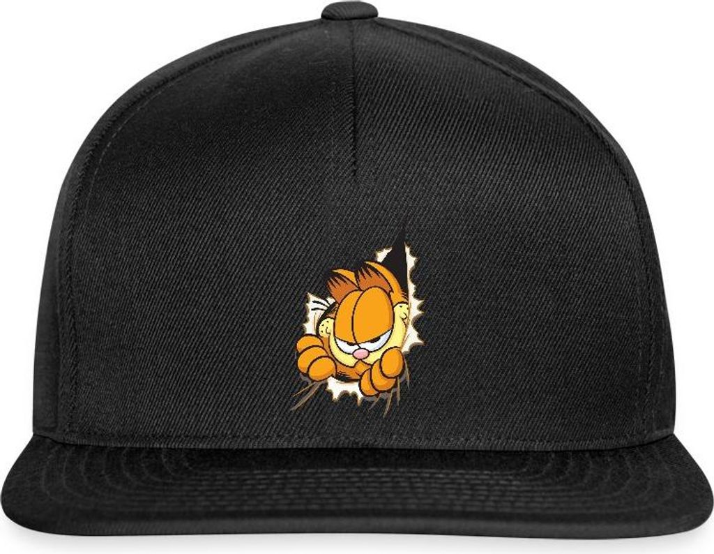 Spreadshirt Garfield Hier Ist Garfield Snapback Cap, One size, Schwarz/Schwarz