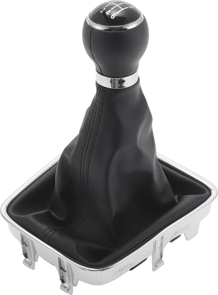 6 Geschwindigkeits-Schaltknauf mit Abdeckung, kompatibel für VW Golf Plus 2005-2014, strapazierfähiger Kunststoff-Leder-Schaltknauf in Schwarz.