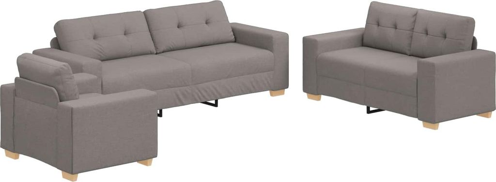 vidaXL Sofa 3 pcs Taupe 221 x 80 x 80 cm Leinenmischgewebe