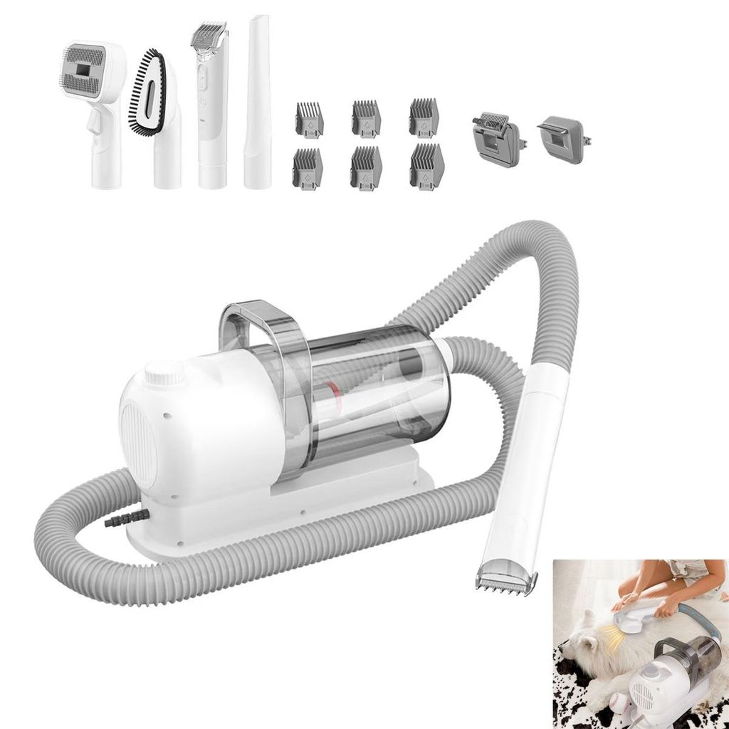 Haustier Pflege Set Fellschneider mit Staubsaugerfunktion 220–240V leise Trimmer Bürstenaufsätze für Hunde Katzen Fellpflege