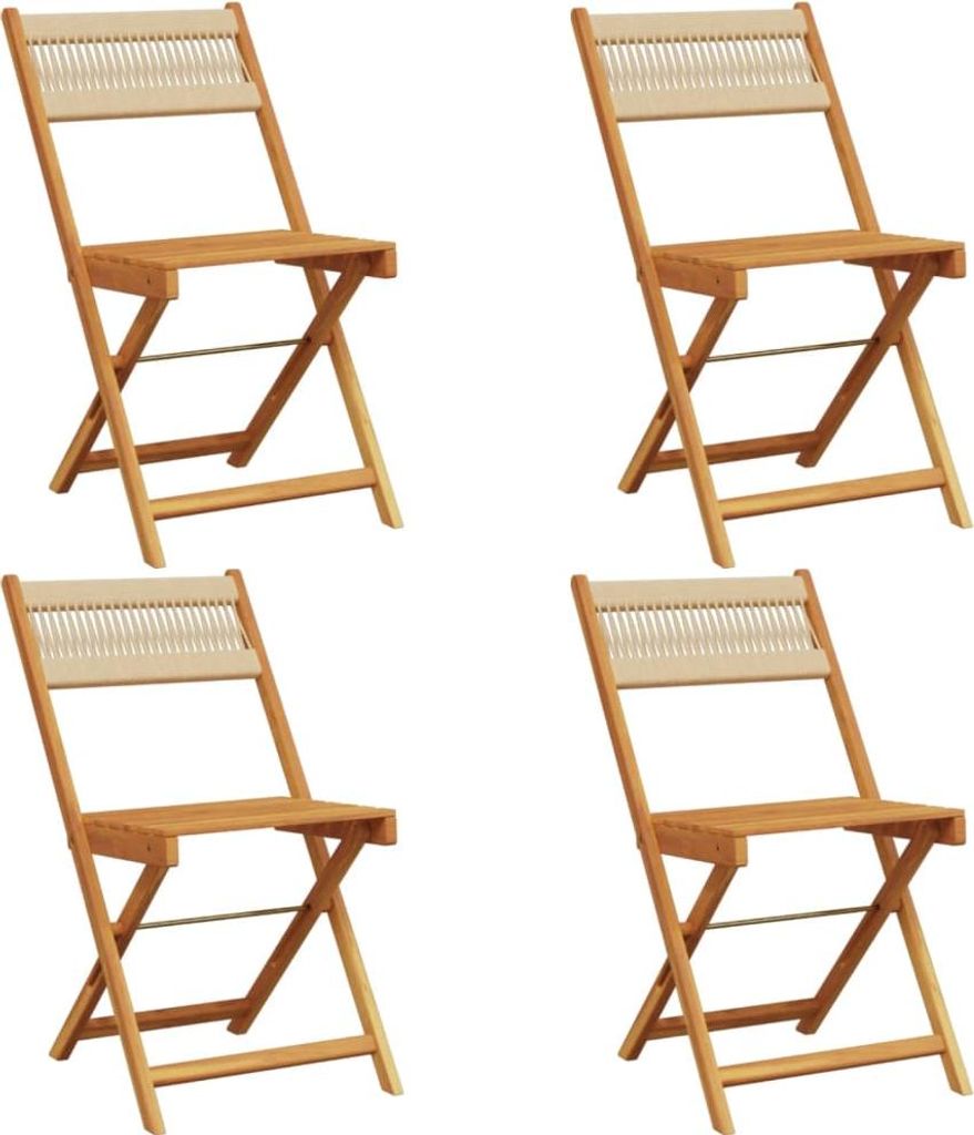 vidaXL Gartenstühle 4 Stk. Klappbar Beige Massivholz Akazie Produktbild 