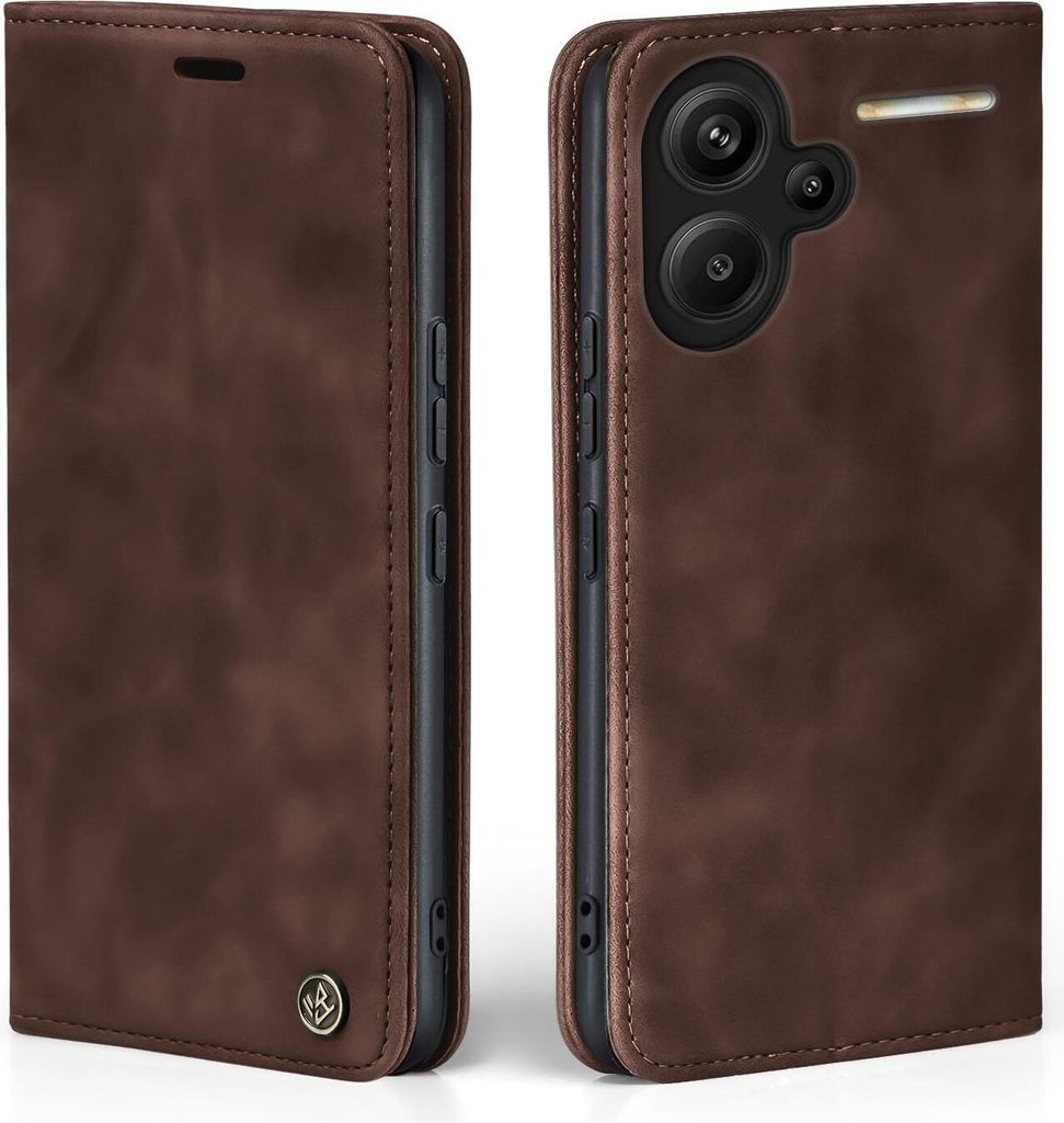 Handy Hülle für Xiaomi Redmi Note 13 Pro+ 5G Klapphülle Bookcase Flip Cover Handy Tasche Etui Farbe: Dunkelbraun