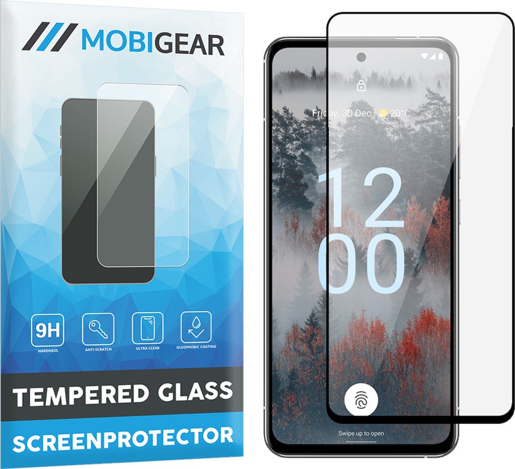 Mobigear Premium Nokia X30 Panzerglas Gehärtetes Glas Displayschutz - Hüllenfreundlich - Schwarz