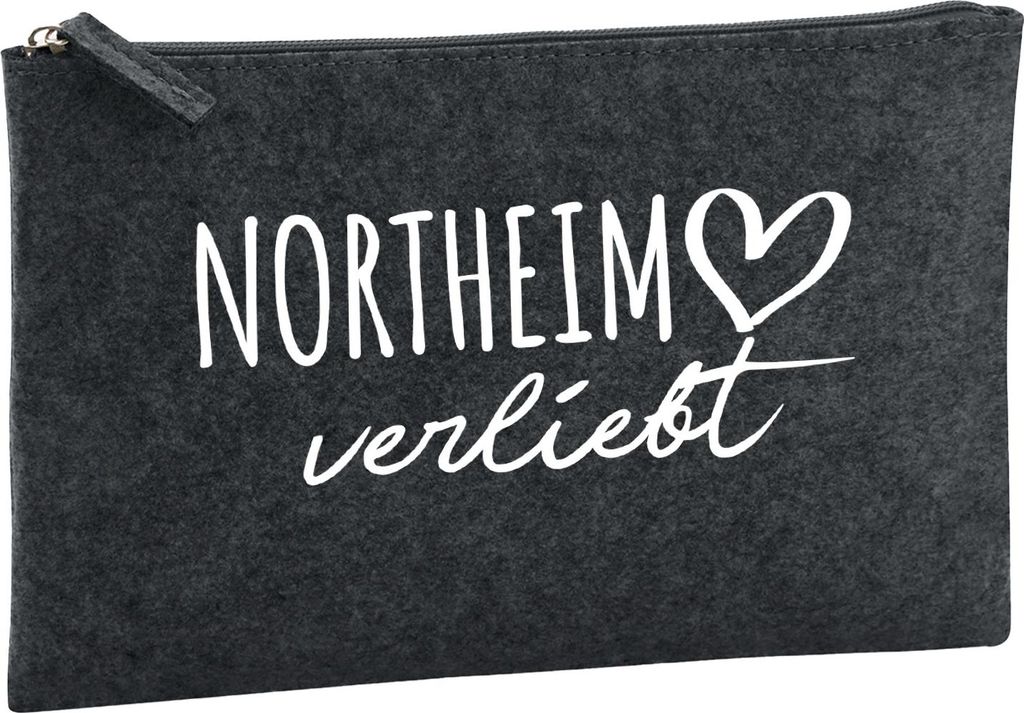 Huuraa Kulturbeutel Northeim verliebt 1 Liter Charcoal Filz Kosmetiktasche Geschenkidee