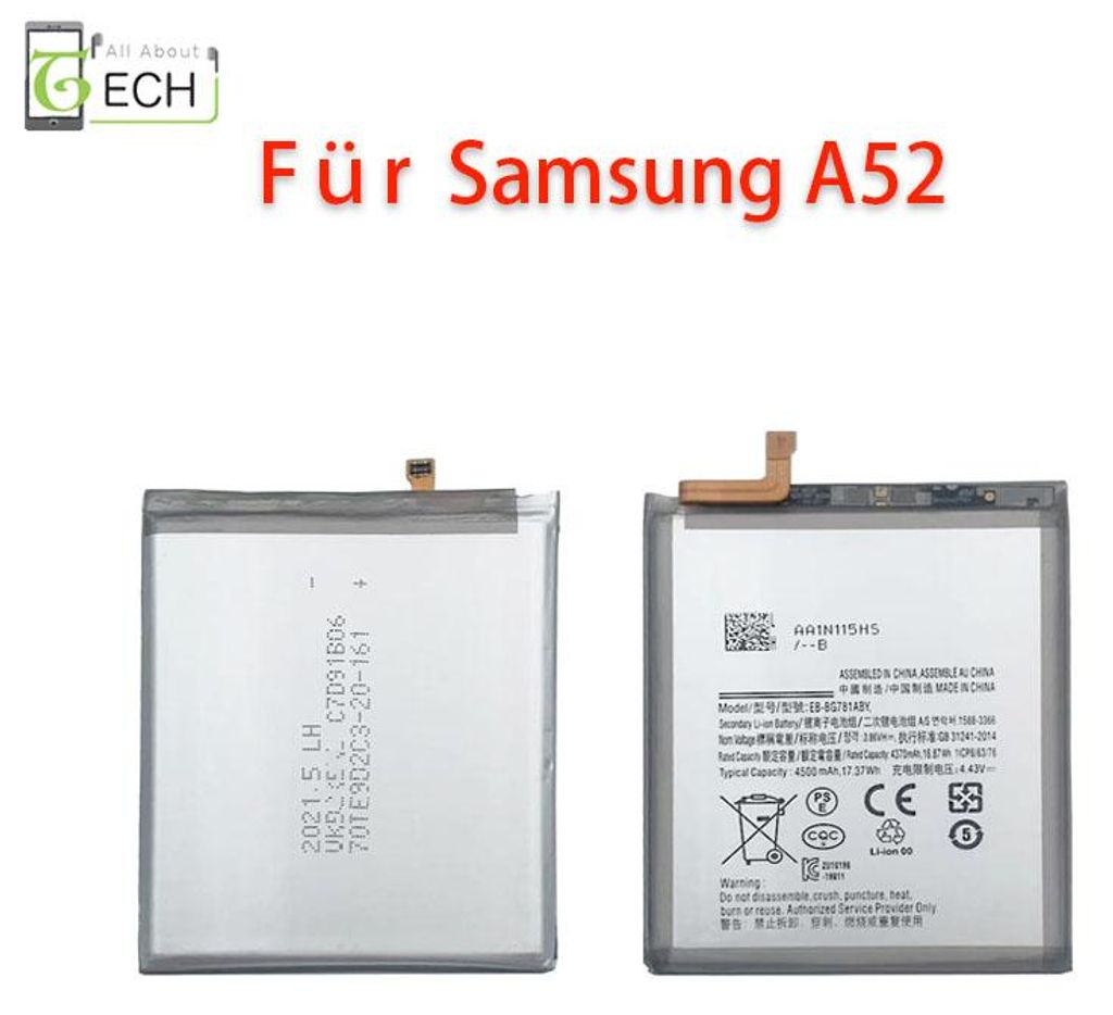 Akku für Samsung Galaxy A52 5G A52s S20FE EB-BG781ABY 4500 Produktbild 