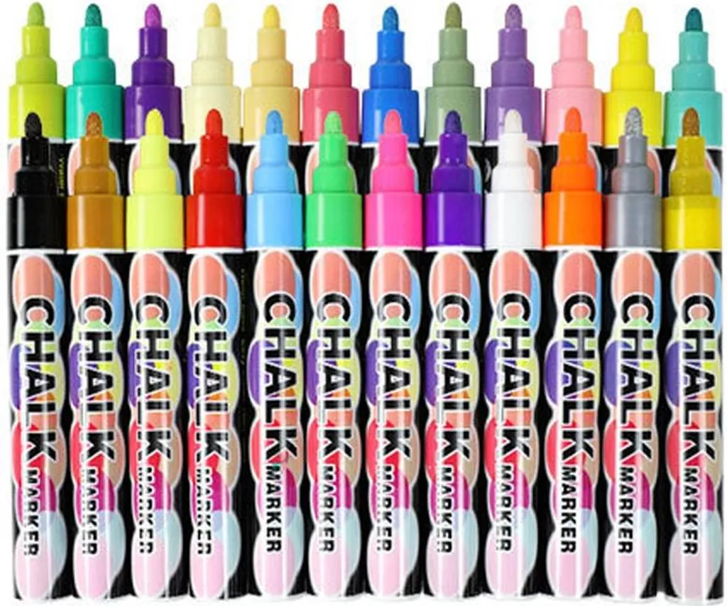 INF Surligneurs Fluorescents pour Tableaux LED - 24 Couleurs Lavables