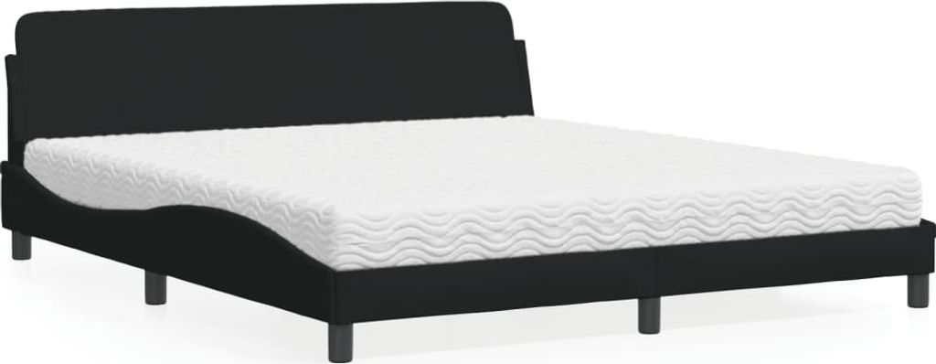 vidaXL Bett mit Matratze "Dover" Schwarz 180x200 cm Stoff
