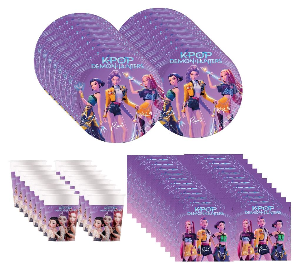 52-tlg. K-POP Demon Hunters Party Set für Kindergeburtstag Produktbild 