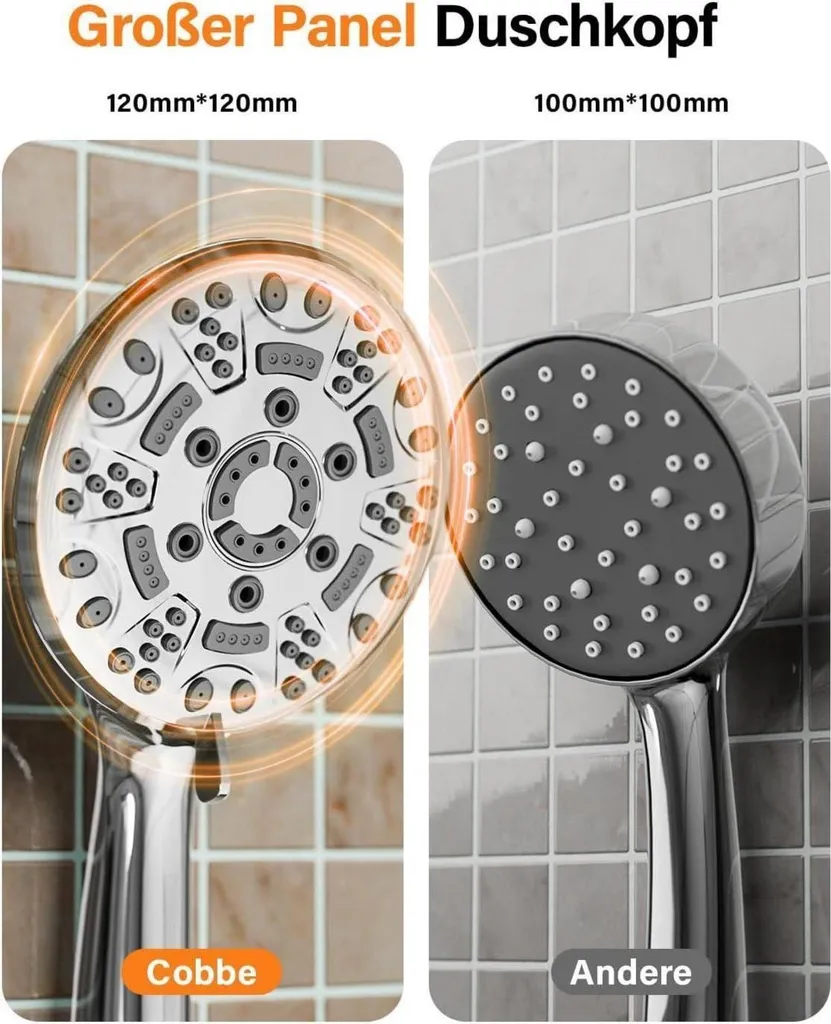 Soffione Doccia A Pioggia 30,5 Cm Con Doccetta Regolabile 8+2 Modalità – Braccio Estensibile 27,9 Cm, Acciaio Inox