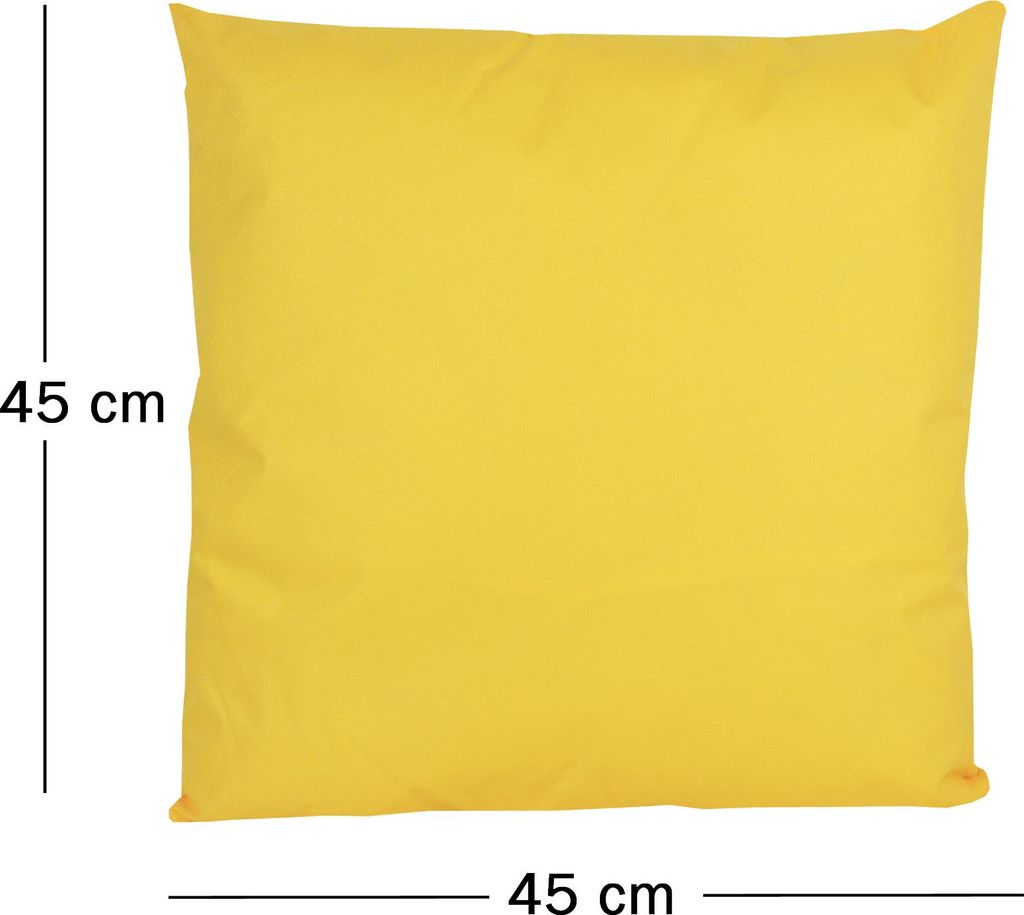 JACK 1x 45x45cm Outdoor Lounge Kissen Dekokissen inkl. Füllung Wasserabweisend Sitzkissen Garten Stuhl Lotus Effekt, Farbe:Gelb