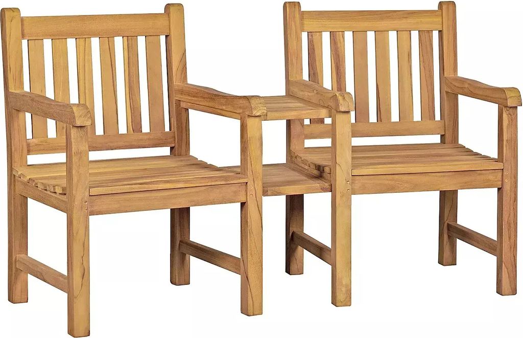 Gartenbank Feierabendbank Teak 160 cm mit Tisch Massivholz Produktbild 
