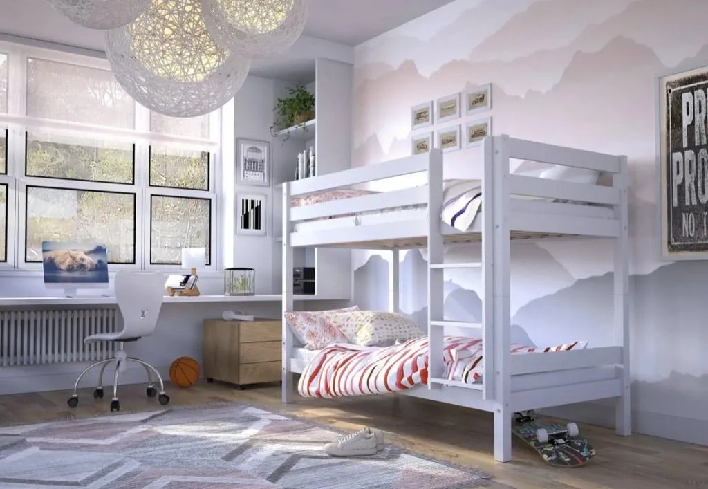 Lit superposé 90x190 cm pour enfants en pin blanc modèle ELONDA - 3