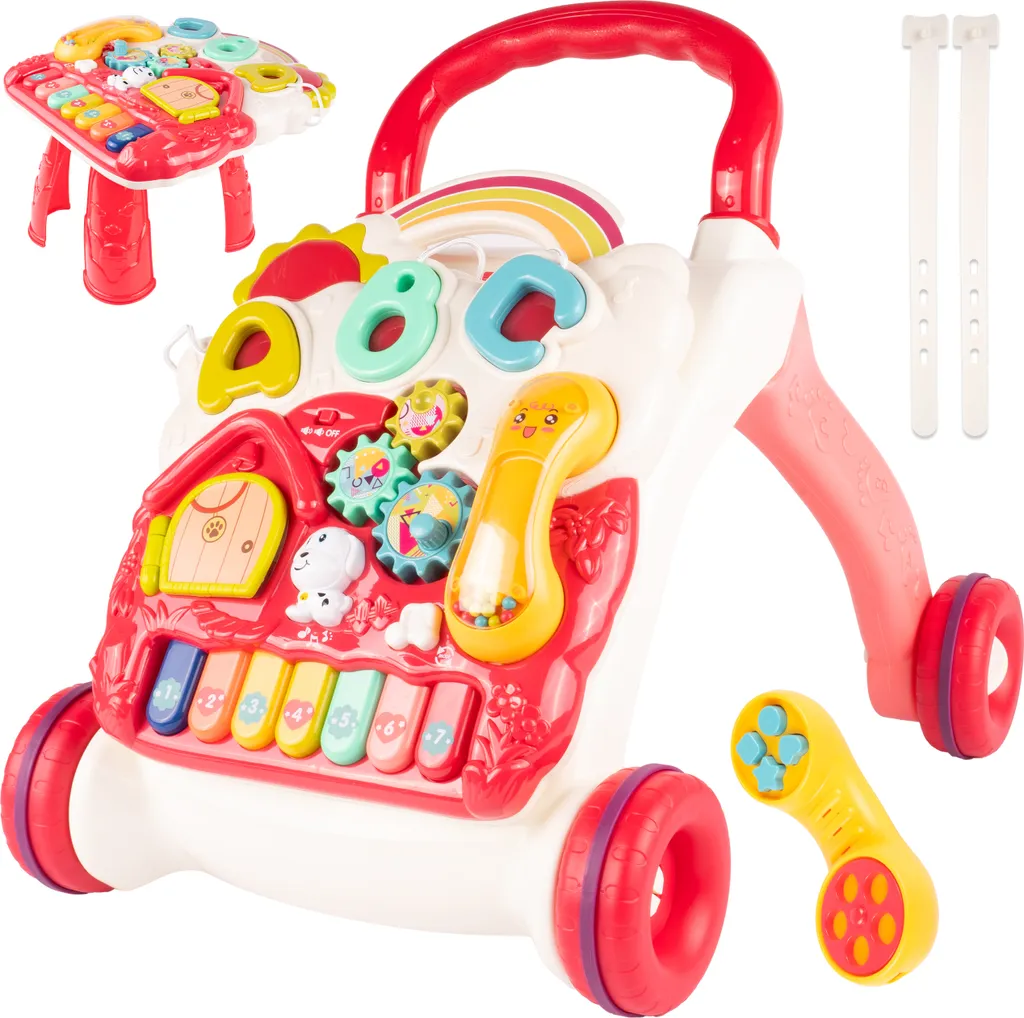Malplay Chariot de marche Babywalker Maison avec Piano et Table d'Éveil
