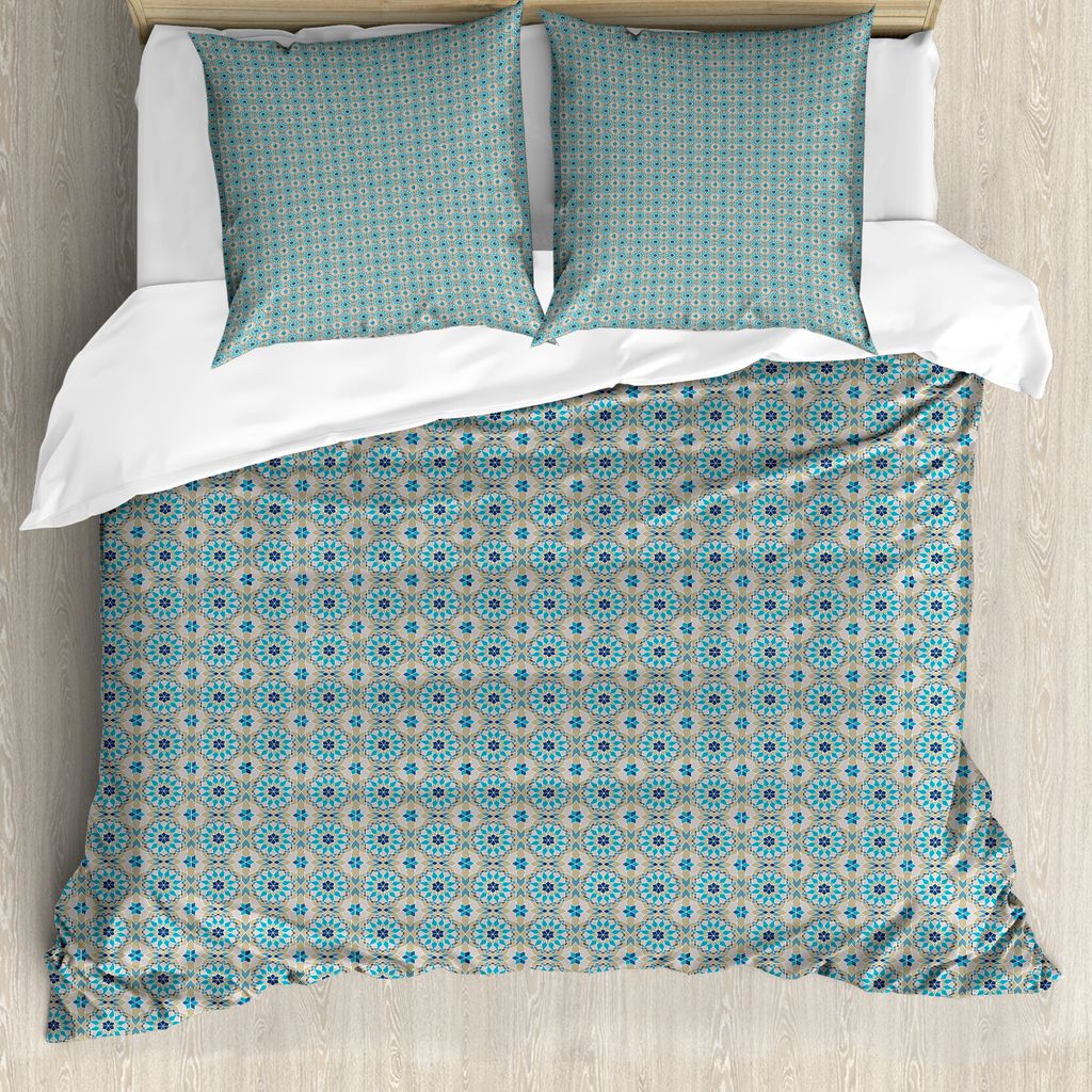 ABAKUHAUS orientalisch Bettbezug Set für Einzelbetten, Eastern Flowers Wiederholung, Milbensicher Allergiker geeignet mit Kissenbezug, 155 cm x 22...