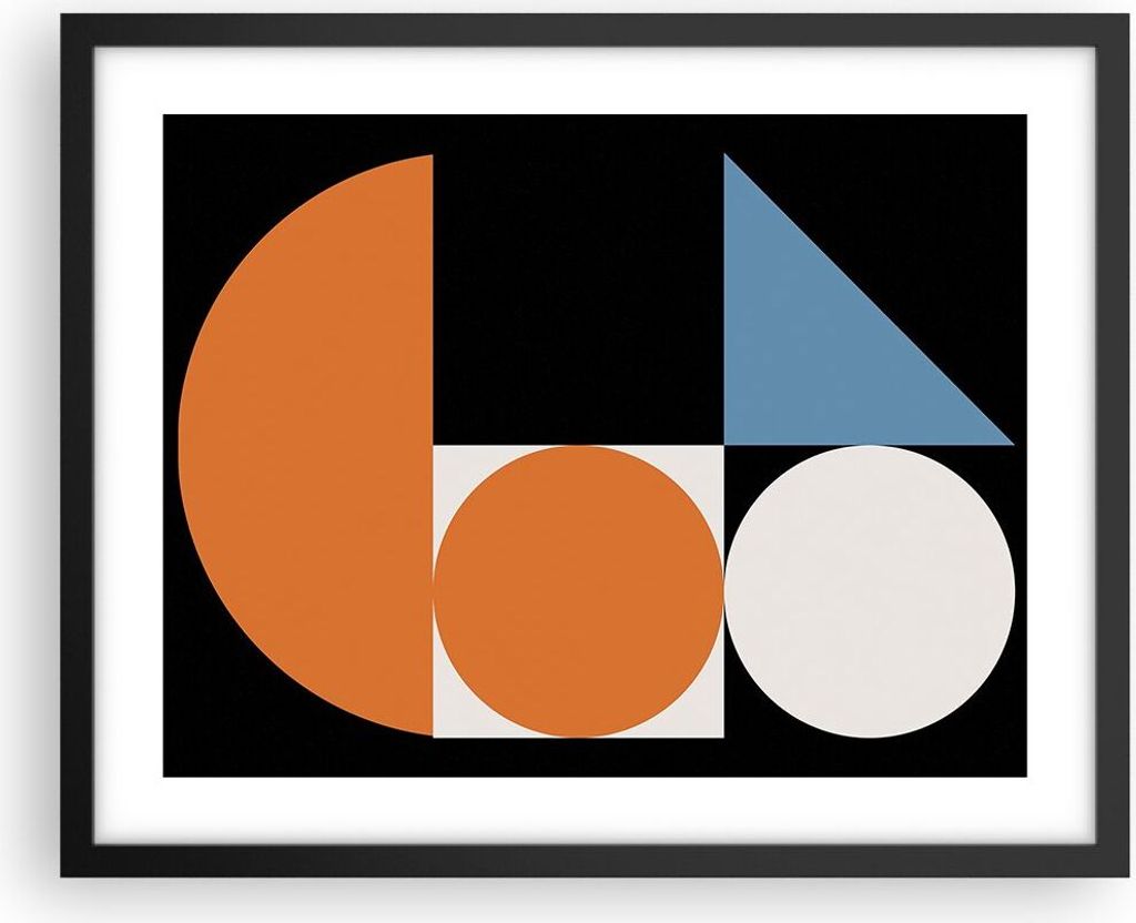 Gerahmtes Poster - Schwarzer Rahmen - Stück Geometrisch Räder - 50x40 cm - Wand Bild - Wanddeko - Wandbilder - Kunstposter - Wandposter - Bilderr...