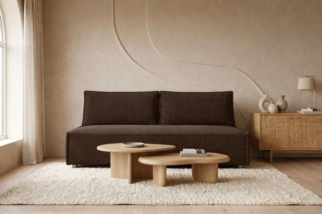 Kaiser Möbel Sofa mit schlaffunktion und bettkasten DUO, stoff Poso, Braun