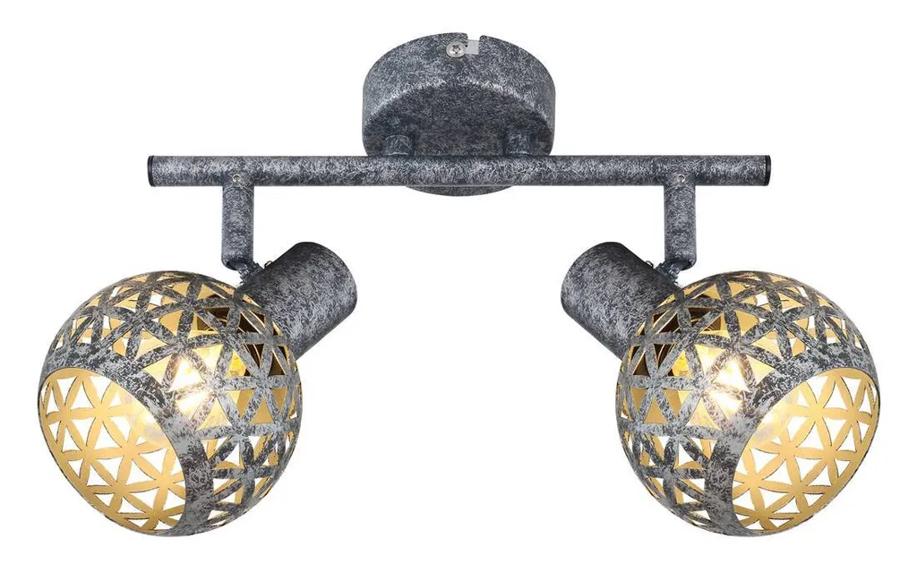 Projecteur Double Globo Lela Métal Gris Orientable Ø10cm Robuste 54056-2 - 3