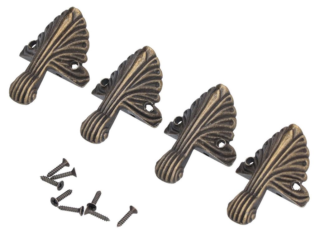 12er-Set Boxfüße im eleganten Stil, strapazierfähige Fußstützen aus Metalllegierung für Holzkisten, mit Schrauben und Eckschutz