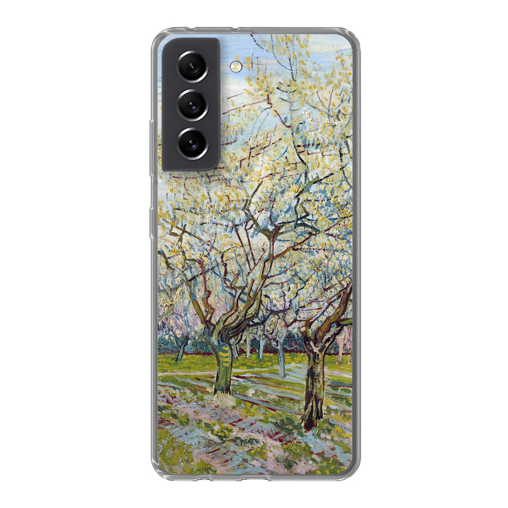 MuchoWow Handyhülle Schutzhülle Hülle für Samsung Galaxy S21 FE Blühender Obstgarten - Vincent van Gogh Silikon Softcase Handy Hülle - Mobi...