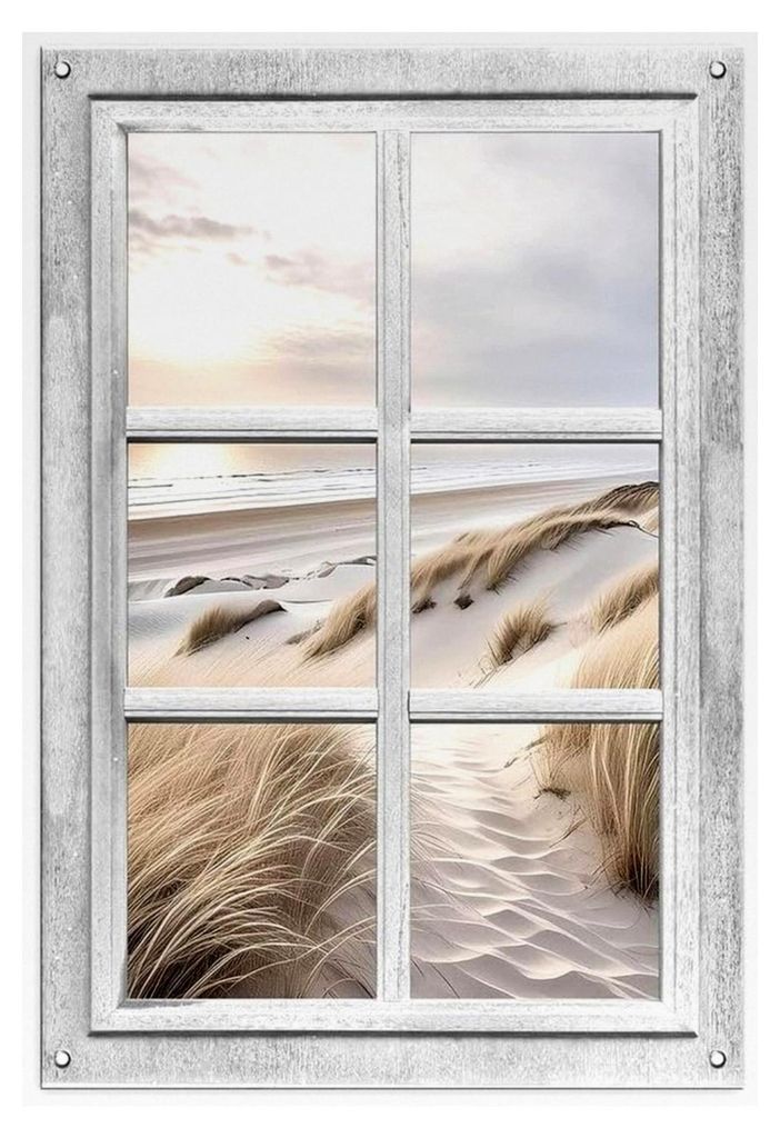 Garten-Poster 60x90cm, wetterfestes Outdoor-Poster, Bild, Garten-Deko, Balkon-Deko, Wanddeko für draußen, Outdoor-Deko in beige, Fensterblick Str...
