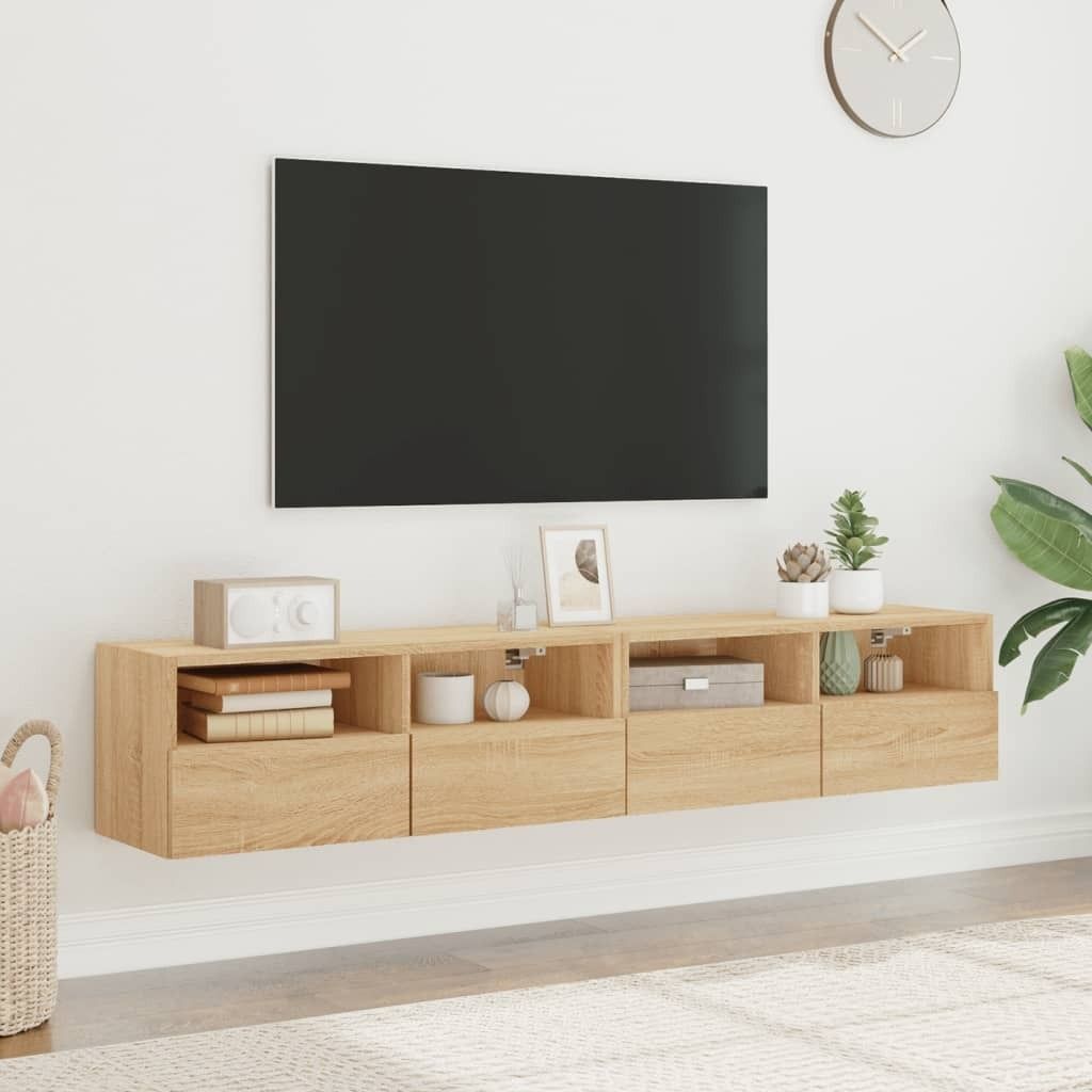 "2026 Aktion"TV-Board - Fernsehtisch - TV-Wandschränke 2 Stk. Sonoma-Eiche 80x30x30 cm Holzwerkstoff - DEMöbel5733624